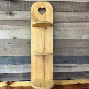 Vintage wood heart cut out shelf