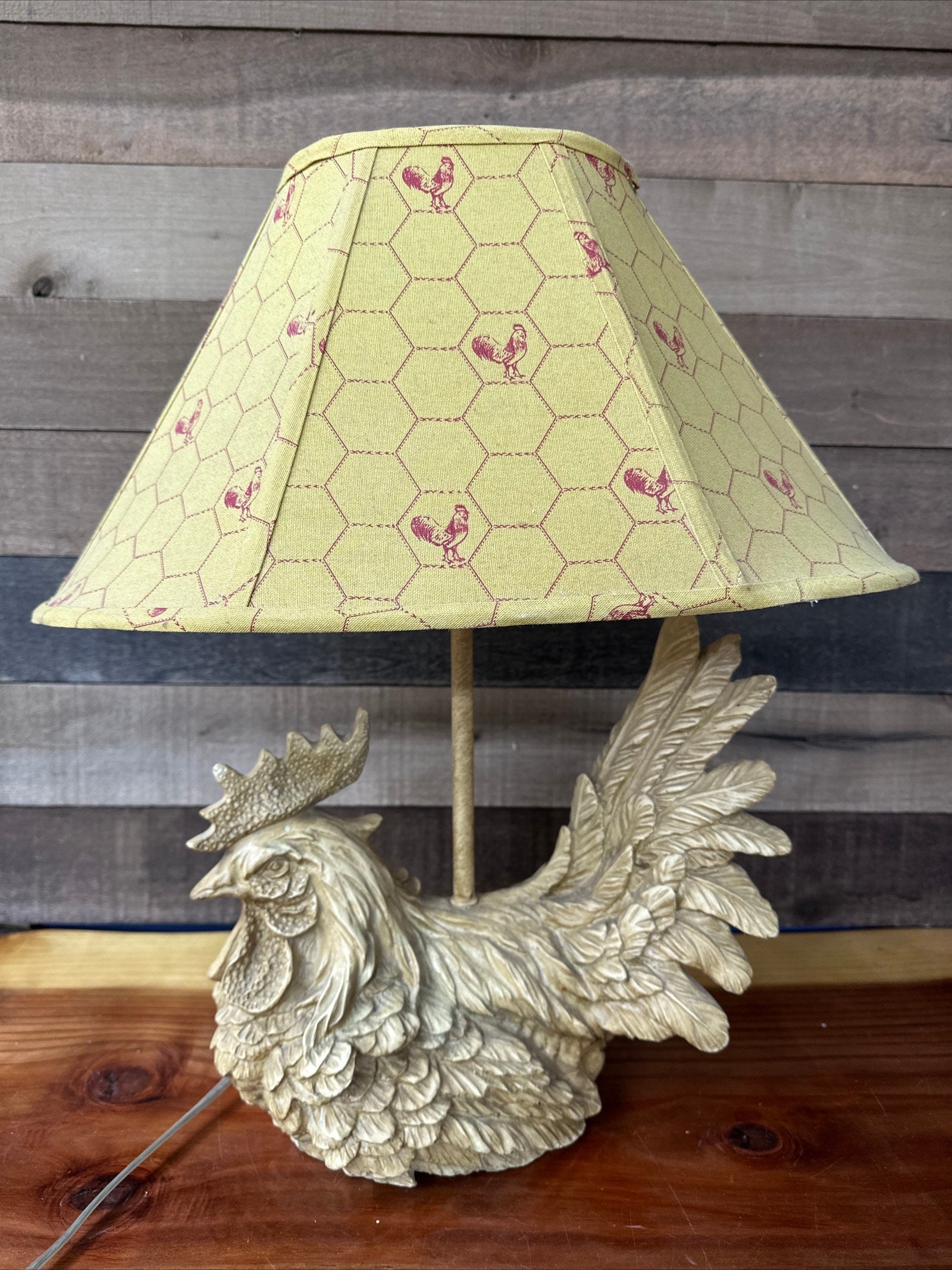 Vintage Rooster Chicken Lamp With Matching Shade 22 Etsy