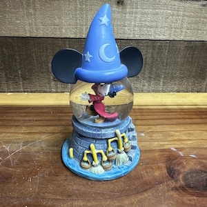 Disney Cute Mickey Mouse Fantasia Sorcerer's Apprentice Figure Mini Snow Globe image 1