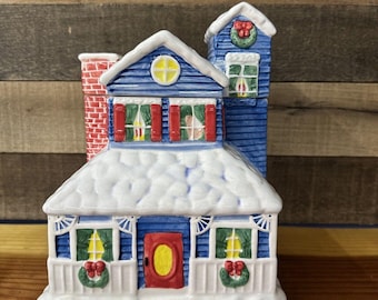 Living Quarters Ceramic House Cookie Jar Christmas Village Collection