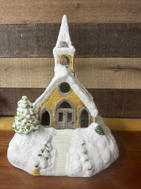 Vintage Weihnachtsdorf Szene Keramik Kirche 12 ”Hoch