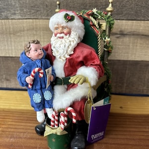 Clothtique POSSIBLE DREAMS &quot;I&#39;ve Been Good&quot; Christmas Santa Boy On Lap - in box