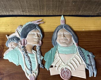 Vintage 1970's Sexton Native American Indian Metal Wall Hanging