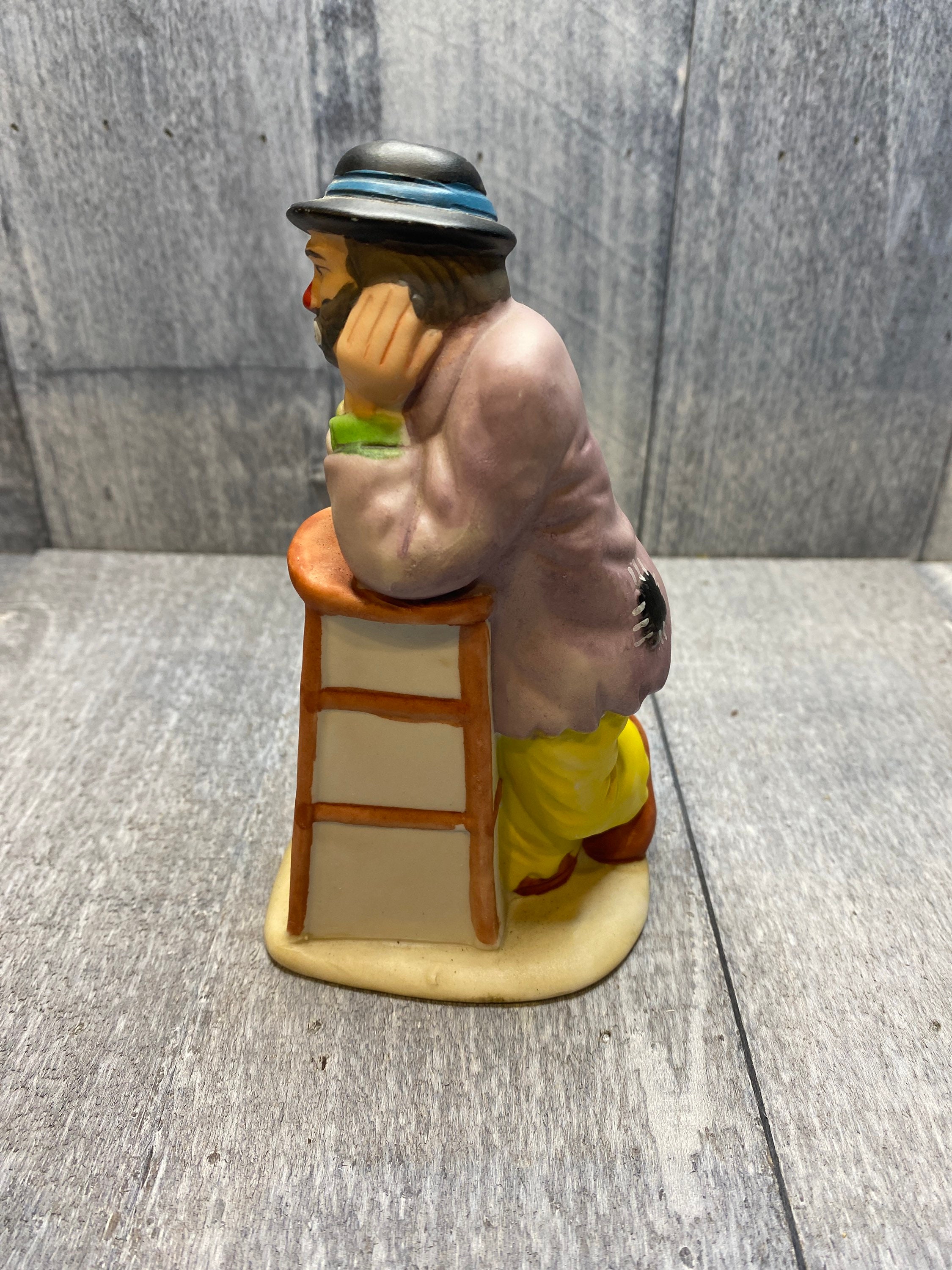 Emmett Kelly Jr Clown Leaning on Stool Figurine - Etsy