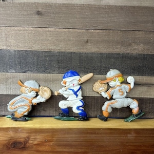 Vintage Sexton 1970 cast aluminum baseball players 3 piece