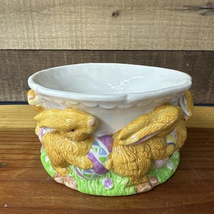 Bunnies And Easter Eggs Candy Dish 7x4