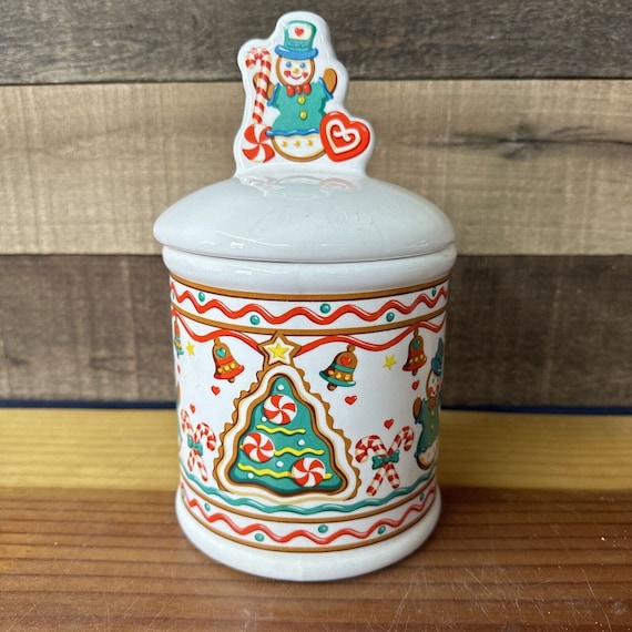 Retro Lebkuchen-Haus-Weihnachtskeksdose Vintage Schneemann mit Deckel