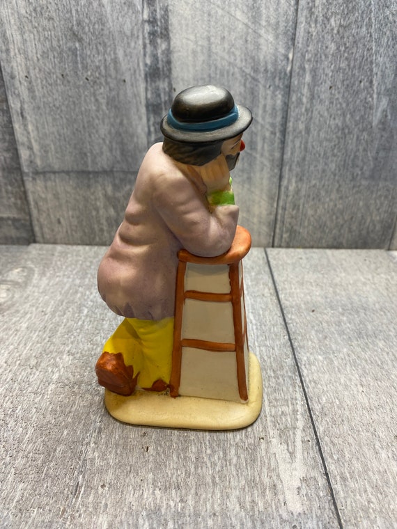 Emmett Kelly Jr Clown Leaning on Stool Figurine - Etsy