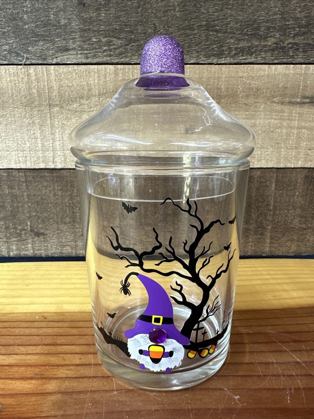 Gnome Clear Glass Halloween Candy Corn Treat Jar Lid 8” - Etsy
