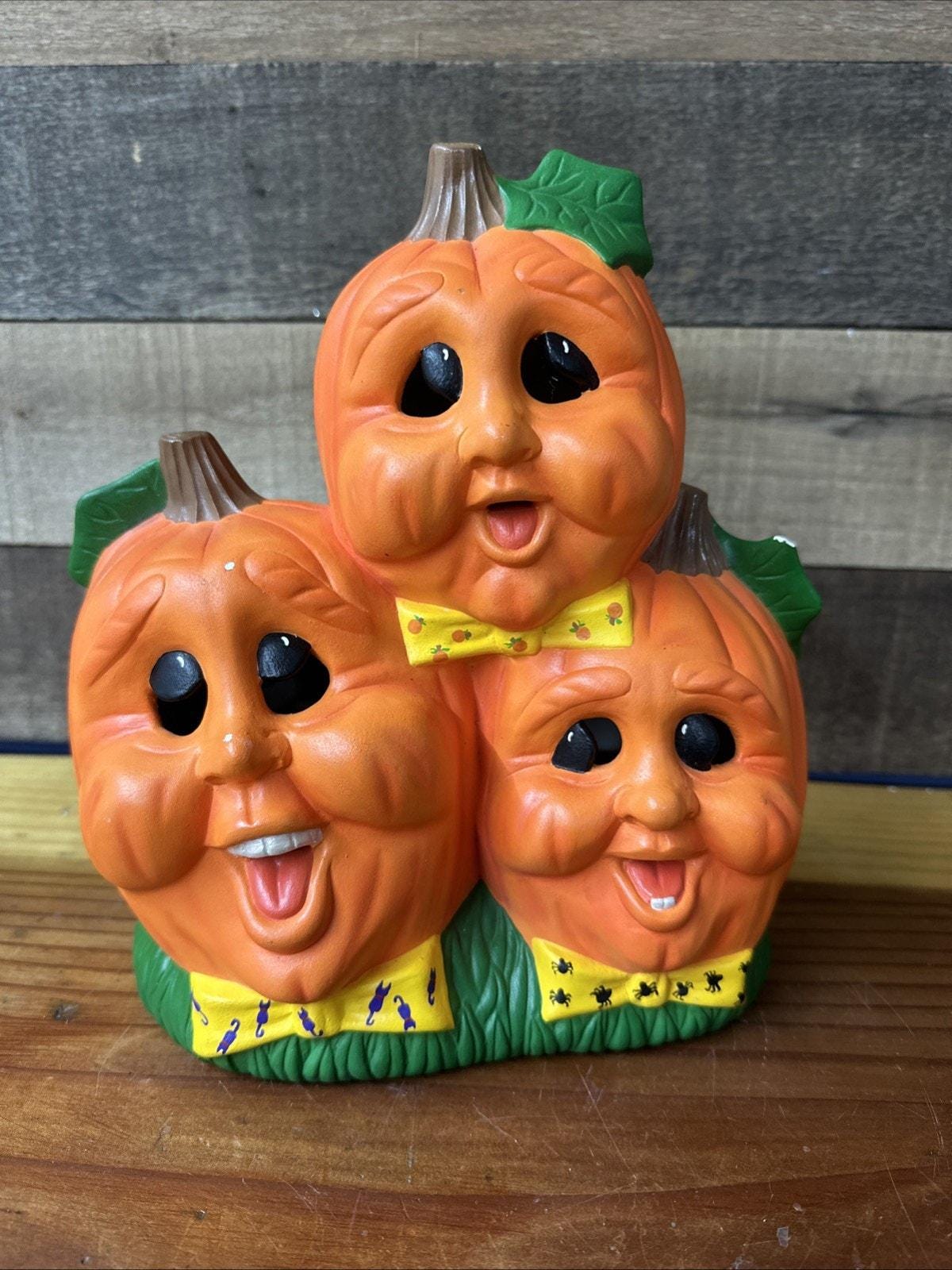 Vintage Halloween Ceramic Mold Pumpkin Anthropomorphic Jack O Lantern Trio