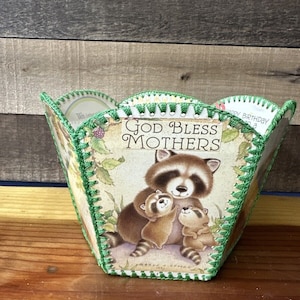 Vintage handgemachte häkeln Mom Tiere Grußkarten Korb Bowl Box Craft
