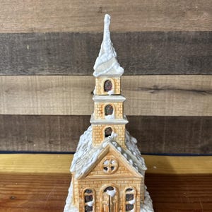 Byron Molds 1979 Ceramic Village Church House Christmas Painted Vintage