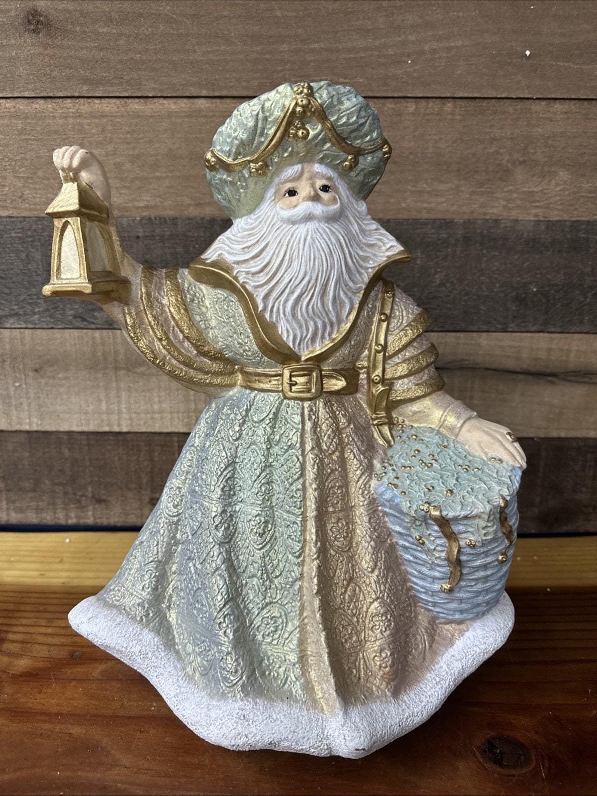Ceramic Springtime Santa Rare Ceramic Santa Unique Sparkly Pastel Hand Painted Large 14” Gare ...