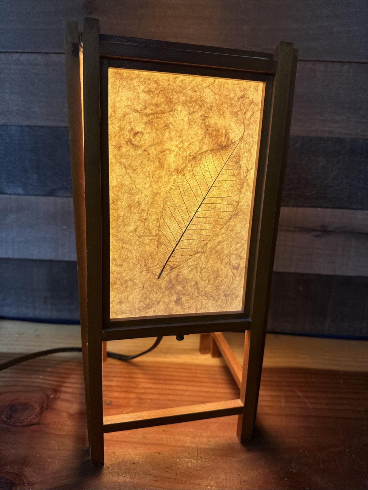 Tarogo 14” Japanese Shoji Table Lamp Bamboo Frame W/ Leaf Paper