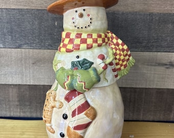 Rare Susan Winget Snowman Cookie Jar 14.5”