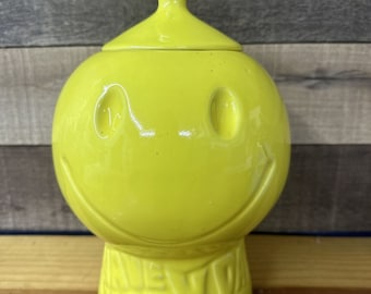Vintage Mccoy USA Pottery Smiley Face Cookie Jar Have A Happy Day