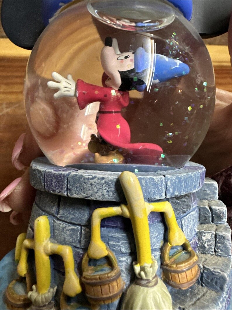 Disney Cute Mickey Mouse Fantasia Sorcerer's Apprentice Figure Mini Snow Globe image 5