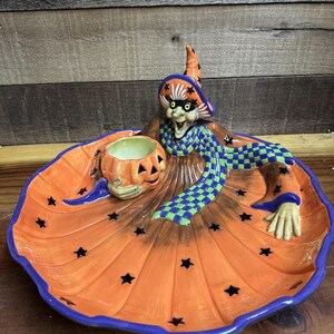 Fitz and Floyd Halloween Witch Hazel Chip-Dip - Halloween Servierplatte - Box