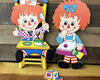 Bobbs Merrill Co 1972 Rtagdy Ann Andy Karton Ausschnitt Wandbehang 3er Set