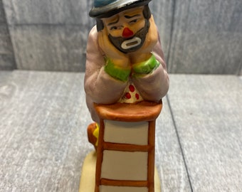 Emmett Kelly Jr Clown Leaning on Stool Figurine - Etsy