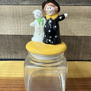 Clear Glass Candy Jar With Ghost And Witch Lid