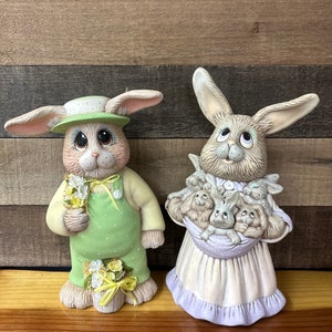 10 1/2” Ceramic Bisque Papa Bunny Easter Rabbit Hand Painted Molds