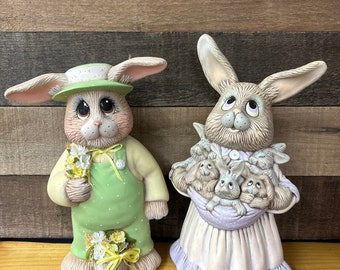 10 1/2” Ceramic Bisque Papa Bunny Easter Rabbit Hand Painted Molds
