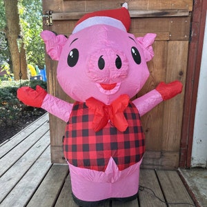 3.5 ft Pre-Lit LED Airblown Pig Christmas Inflatable