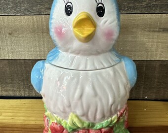 Spring Blue Bird Vintage Cookie Jar Kitchen Decor Collectibles