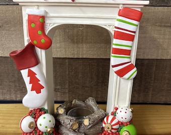 Yankee Candle Christmas Fireplace Stocking Votive Holder