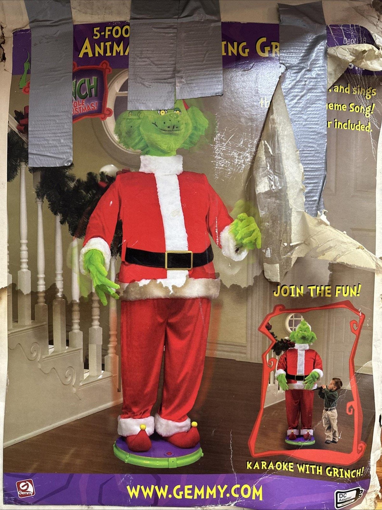 Gemmy Life Size Animated Singing Dancing Grinch VHTF Rare in Box -read ...
