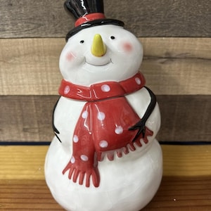 Meritage Snowman Cookie Jar 10”