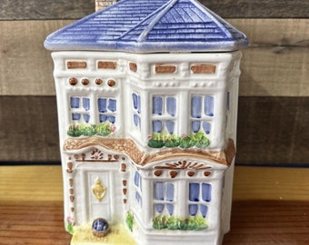 Avon Townhouse Bus Koekjestrommel Blauw Dak