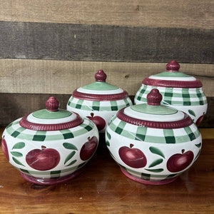 1999 Young Exclusive Apple County Plaid Set of 4 Cookie/Candy Dishes