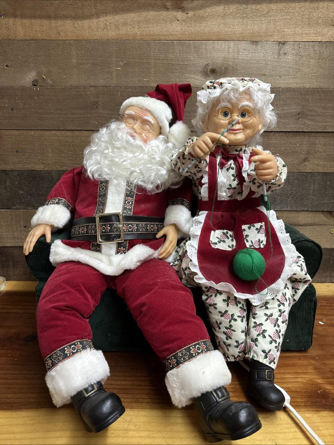 Grandeur Noel Santa and Mrs. Claus Animated Musical Sleeping and