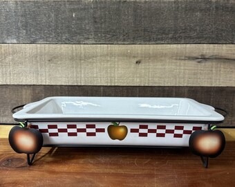 Cocotte longue pomme à carreaux 12 x 6,5 avec support Farm Country