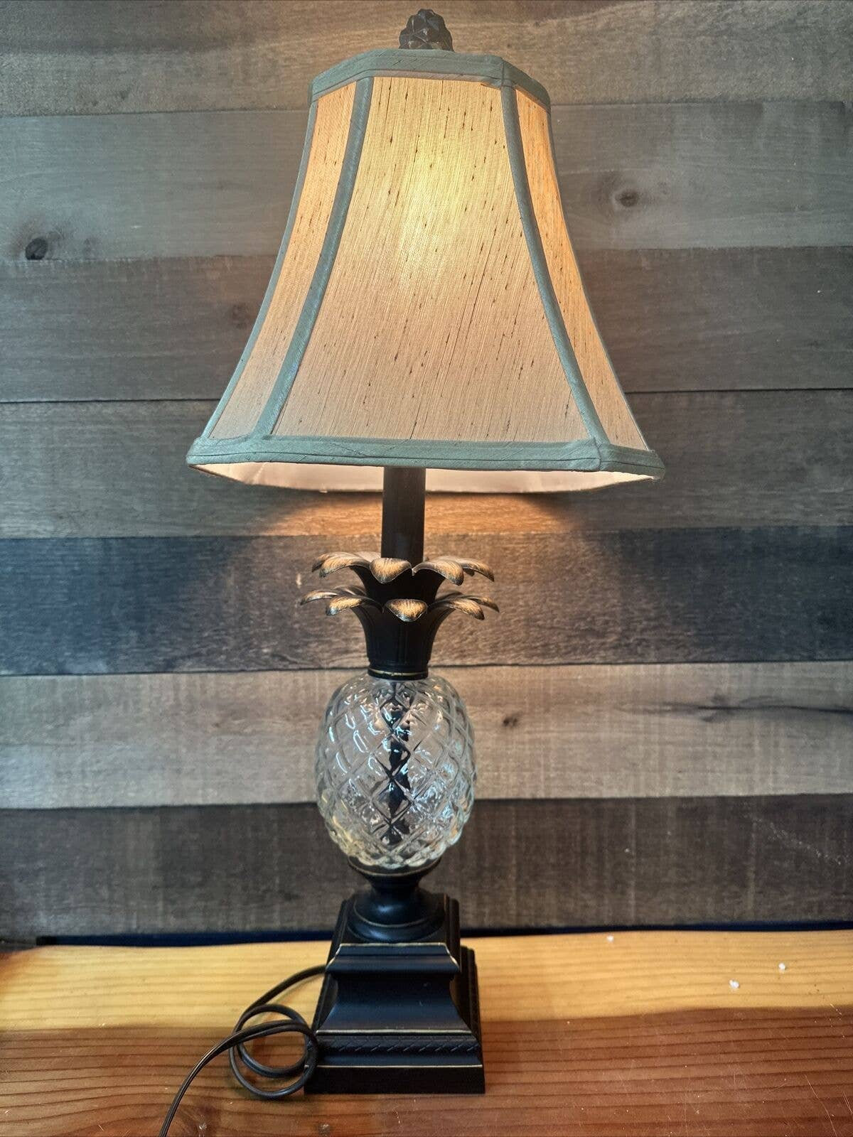 Pineapple Glass and Metal Table Lamp 25 Etsy Israel