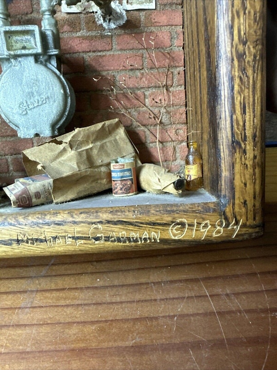 Michael Garman Alley Cityscape Shadowbox Sculpture Art 1984 Rare