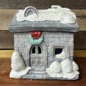 Vintage Heavy Ceramic Mold Blue House Christmas Village