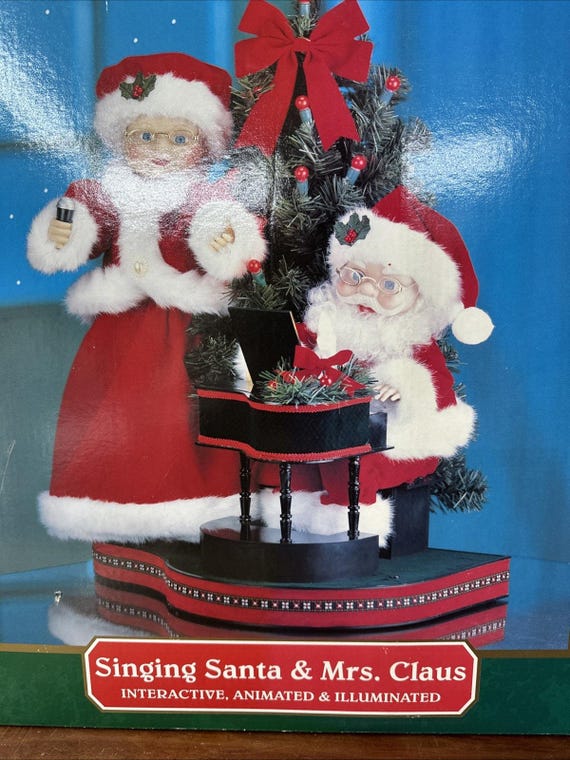 Animated Santa Plays Piano & Music Plays Lights Motion RARE in Box