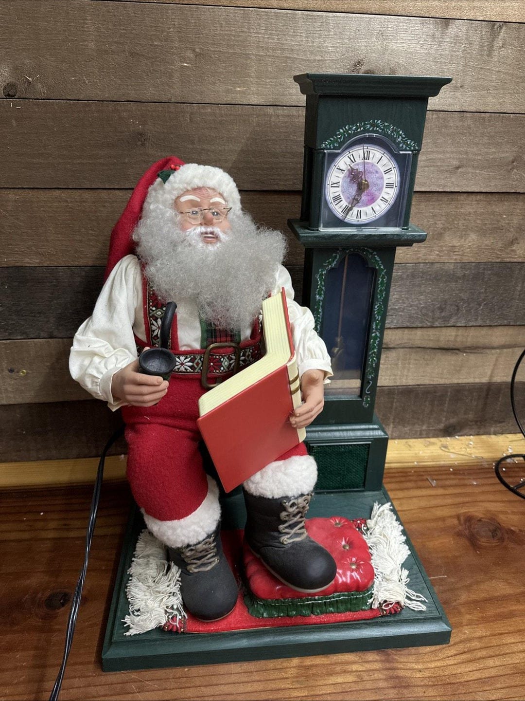 Vintage Animated Santa Reading Musical Holiday Scene HOLIDAY