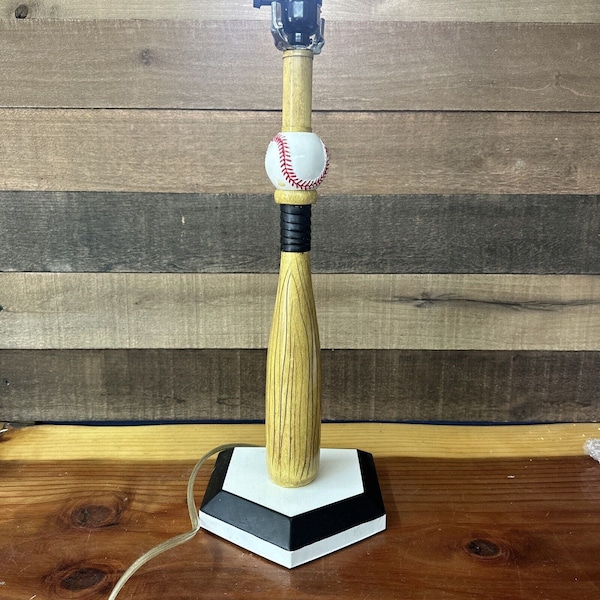 Wood Baseball Bat & Ball Child’s 21” Tabletop/ Desktop Lamp 7"x7" Base