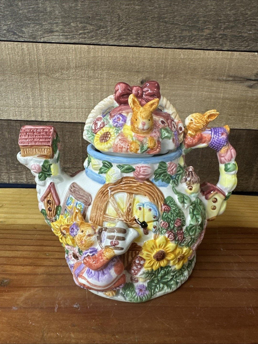 Vintage Bunny Rabbit Garden Teapot Tea Pot Spring Easter Merc Asia 1999 ...