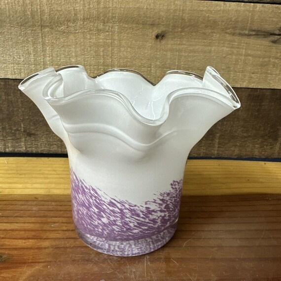Zorza Art Glass Handkerchief Purple White Vase Candle Holder - Etsy
