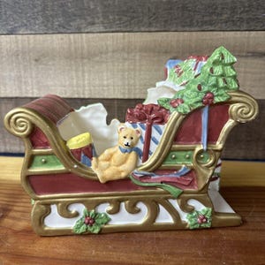 Christmas Sleigh Candy Dish Planter 8” Long