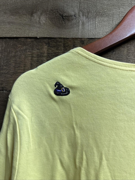 Vtg Quacker Factory Halloween Top 1X Yellow Embroidered Witch Is In View 5