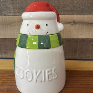Hallmark Smiling Snowman Ceramic Cookie Jar -in Box
