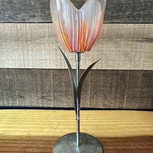 アートガラス チューリップ キャンドルホルダー 9インチ
