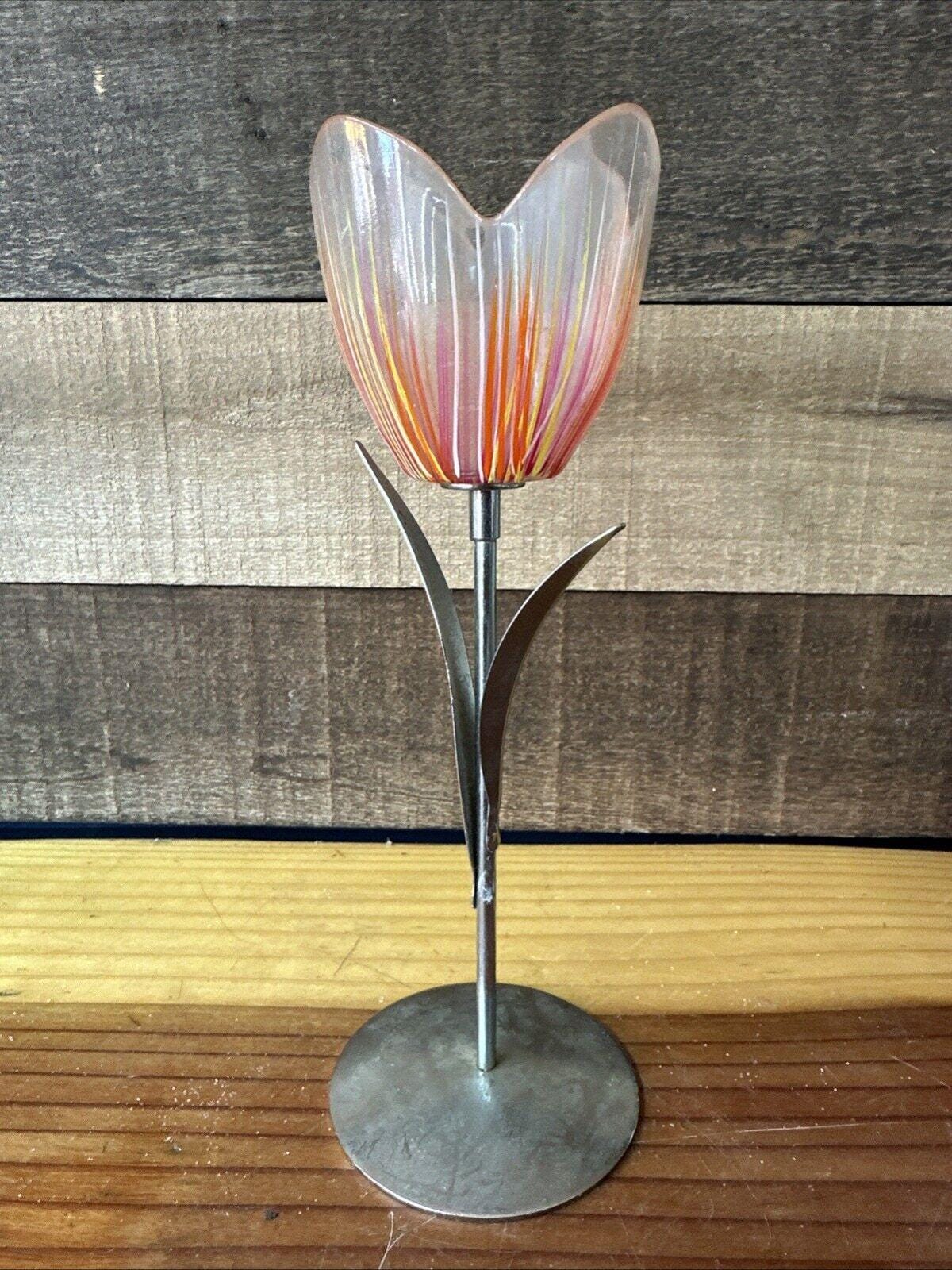 vintage turip candle holder チューリップ Copper Luster Ware Vintage Tulip Candle Holder Pottery Set 2