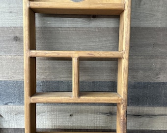 Vintage Wood Shadow Box Wall Display Shelf Art Cottage Core Heart Cutout